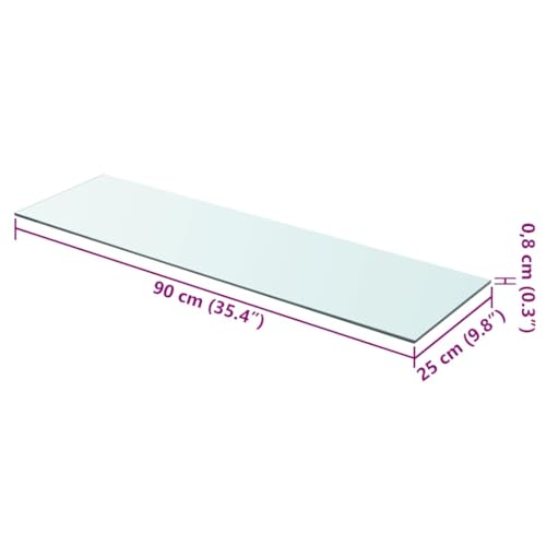 Image of Tempered Glass Floating Shelf 35.4 x 9.8 x 0.3 in, Clear Rectangular Wall Shelves for Living Room, Bathroom, Kitchen Display, Modern Minimalist Design Holds 33 lbs
