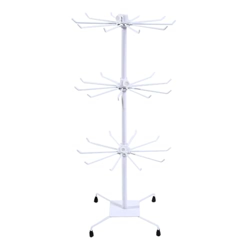 Estantería Metálica,Estantería Giratoria,Estantes Verticales Para Tiendas y Supermercados,Puede Contener Sombreros,Guantes,Bufandas,Accesorios,Etc.,Para Uso Comercial Como Doméstico (Blanco, 3 capas)