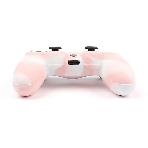 Image of Ralan Pink Controller Skin Protector - Silicone Cover Compatible with PS4 Slim /PS4 Pro Controller (6 Pro Thumb Grips, 2 Skull Cap Grips)(Camouflage Pink + White Pink)