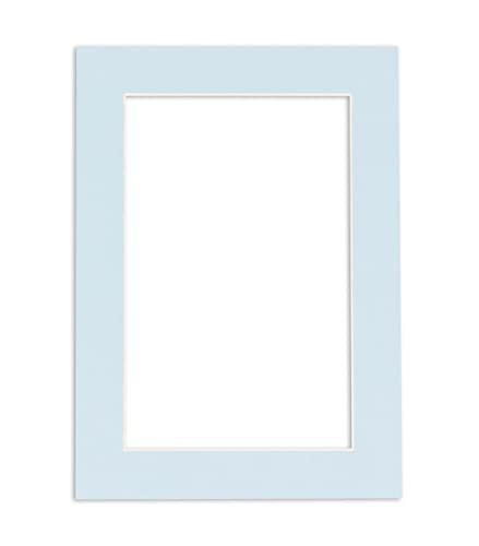 10x14 Mat Bevel Cut for 8x12 Photos - Acid Free Baby Blue Precut Matboard With Backing Board and Crystal Clear, Self Seal Photo Mat Bag - For Pictures, Photos, Framing - 4-ply Thickness
