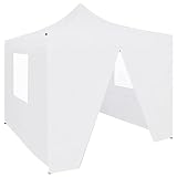 Kaloriko Profi-Partyzelt faltbar 3×3m Stahl weiß mit 4 Seitenwänden UV-Schutzhülle wetterfest für Outdoor Camping Garten Party Hochzeit Festival Grillen