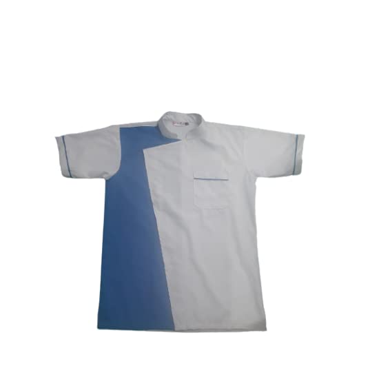 Hangerage Apron Lab Coat White & Blue - Unisex Short Sleeves, (Pack of 1) (S)-picture-43