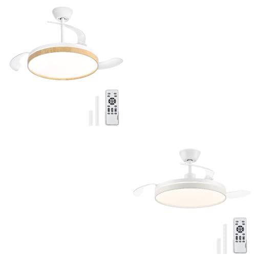 ZMISHIBO-Ventilador de Techo con Luz 106cm Ventilador sin Aspas CCT 3000K-65000K Función Verano-Invierno,Motor DC 30W+Luz LED 38W,6 Velocidades,Silencioso,Temporizador 2H/4H