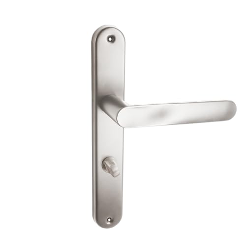Domino Set de poignées de porte Kit de poignée de porte WC – Ensemble pour porte de salle de bain avec raccords en aluminium universelle OVAL M9 WC70