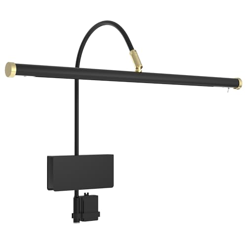 Cocoweb 19' LED Grand Piano Light in Black with Brass Accents with Dimmer Clip