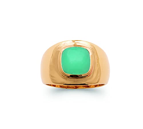 Bague plaqué or chevalière amazonite carré Tata Gisèle