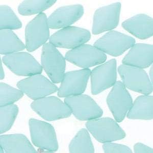 GemDuo Czech 2-Hole Diamond Shaped Seed Bead 8mm by 5mm, Bondeli Matte Mint, 7.5 Grams