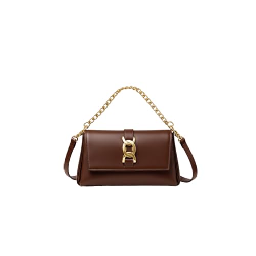 Bolsa Feminina Baguete de Ombro e Mão Compacta Casual para Festa Passeio e Uso Diário(Marrom)