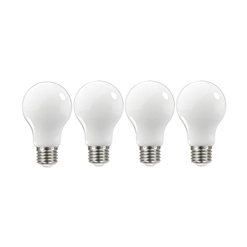 Image of Satco S12439, A19 LED Light Bulbs, 75W Replacement, 3000K, 4-Pack, LED Lamp | Dimmable, 320 beam spread, E26 medium base, 15,000-hour life, Warm white illumination
