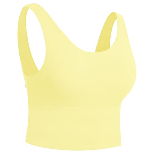 Image of ABOCIW Longline Sports Bra for Women V Back Wireless Padded Medium Support Yoga Bra Workout Crop Tank Tops