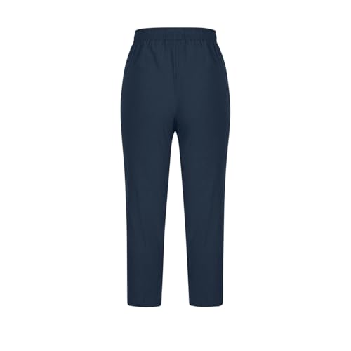 Image of ABABC Linen Capri Pants for Women Casual Straight Wide Leg Capri Pant Loose Lightweight Drawstring Beach Cropped Trousers