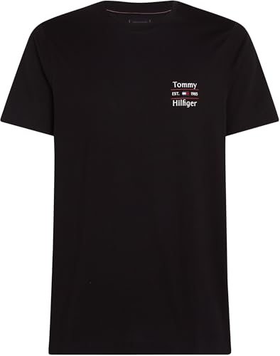 Tommy Hilfiger Herren T-Shirt Kurzarm Stack Tee mit Rundhalsausschnitt, Schwarz (Black), S – Ansicht 4