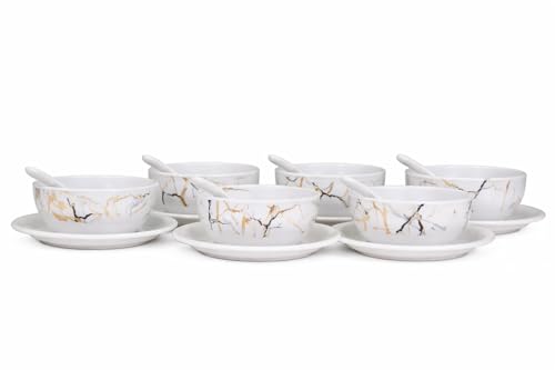 Image of Ariya Melamine Greek Soup Bowl Set Black Gold Harmony Collection Set of 6