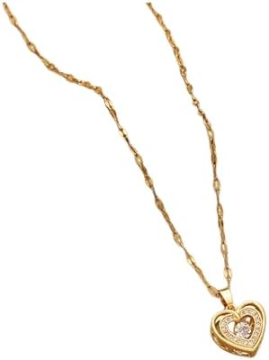 Prime+Deals Sale 14K Gold Necklace for Women Haul Store Clearance Deals Return Pallets for Sale Liquidation Sterling Silver Diamond Zircon Heart Shape Pendant Hypoallergenic Jewelry Gifts