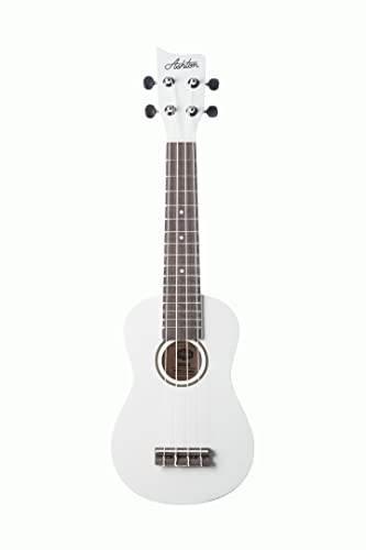 Ashton UKE110WH Ukulélé soprano avec housse (Blanc) - Les Beatles, Paul McCartney, John Lennon, RIngo Starr, George Harrison Ashton UKE110WH Ukulélé soprano avec housse (Blanc)