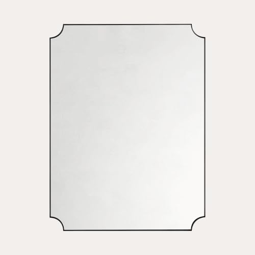 Image of TEHOME 30x40'' Black Vanity Mirror for Bathroom, Matt Black Scalloped Framed Bathroom Vanity Mirror