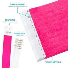 Decowall Tyvek Paper Wristband (Pink) Color Pack of (200) 2
