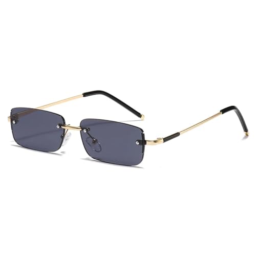 Popular Fashion Rectangle Sunglasses for Women Vintage Rimless Clear Ocean Gradient Lens Men Uv400 Trending