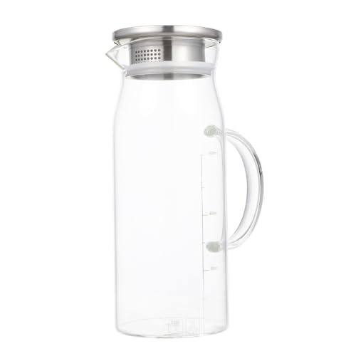 HEALLILY Jarra de agua de vidrio resistente a altas temperaturas para té caliente, té helado, jugo y bebidas frías, adecuada para uso en verano e hidratación diaria