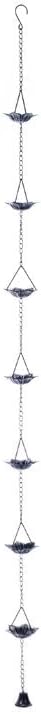 Napco Imports Decorative Hanging Patio Garden Rain Chain Downspout Replacement 6 Foot Metal Lotus Flowers