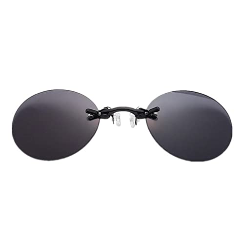Sunglasses Clip On Nose Glasses Round Rimless Matrix Morpheus Sunglasses Mini Frameless Vintage Men Eyeglasses-Red One Color Blackone
