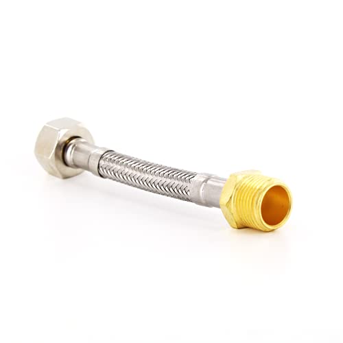 DEKAROX Tubo flessibile per doccia, 100 mm, 3/8' IG x 3/8' AG, flessibile per rubinetto, raccordo acqua