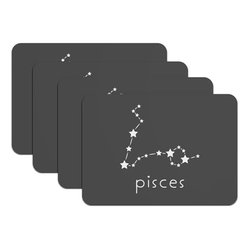 Set de table noir caoutchouc divination étoiles constellation Poissons x4 - 2
