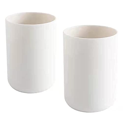 Pestrema Toothbrush Holders 2 Pieces Bathroom Toothbrush Cup Makeup Brush Bracket Accessory Organizer and Toothbrush Bracket (White and White)