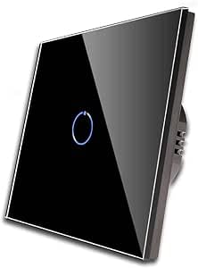 Image of QNQ SMART WiFi TOUCH SWITCH 1 GANG (20 amps) 4000 WATTS /SWITCH GLASS :SUITABLE FOR A /C. WATER HEATER. Home Automation. fits in 2 module concealed board (BLACK)
