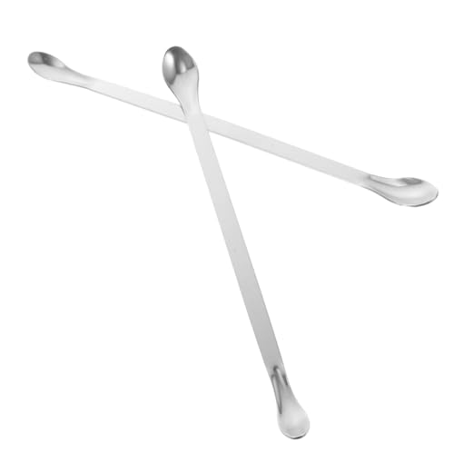 FUNOMOCYA 2 Pcs Stainless Steel Weighing Spoon Mini Spoons Reagent Sampling Stainless Spatula Lab Scoop Reagent Lab Spoon Long Sampling Spoon Double- End Spoons Laboratory Spoon Micro Silver