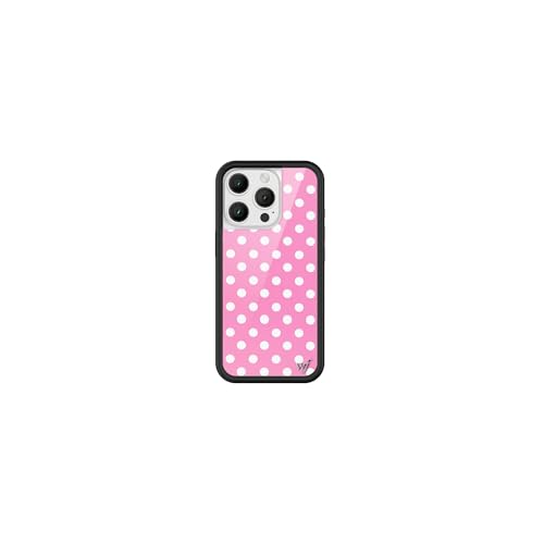 Wildflower Cases - Compatible with iPhone 16 Pro | Protective Black Bumper 6.5ft Drop Test Certified Women Owned Small Business | Bright Aesthetic Cute Trendy | Polka Dot - Pink and White