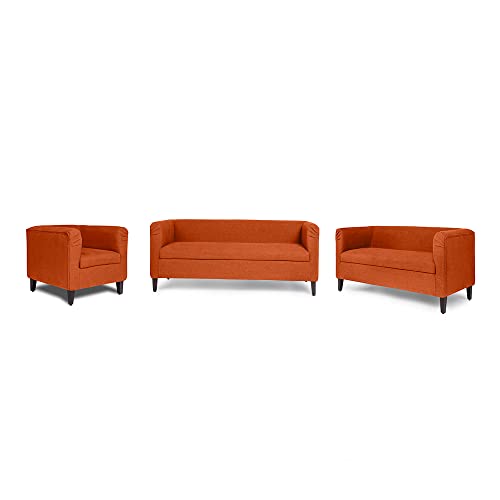 Image of Wakefit Sofa Set | 3 Year Warranty | Sofa 6 Seater, 6 Seater Sofa for Living Room, Wooden Sofa Set, Sofa Set 3+2+1 Seater - Miami(Tahoe : Terracotta)
