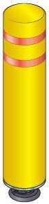 48 in. Yellow Magnetic Bollard with 2 Red Reflective Stripes, Add On Kit