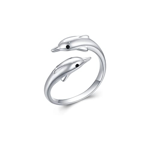 Bague dauphin pour femmes 925 argent sterling réglable animal dauphin bague pour femmes dauphin bijoux animaux cadeaux pour femmes filles