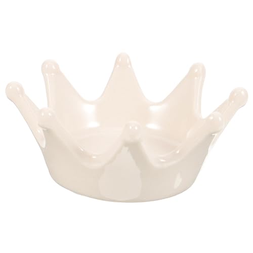 HEALEEP Plateau à Bijoux Céramique Forme Couronne Coupelle Décorative pour Organiser Bagues Colliers Clés Rangement Élégant pour Bureau et Maison Blanche