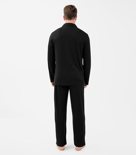 DAVID ARCHY Mens Pajamas Set Ultra-Soft Sleepwear Classic Notched Collar Top & Bottoms Loungewear with Pockets3