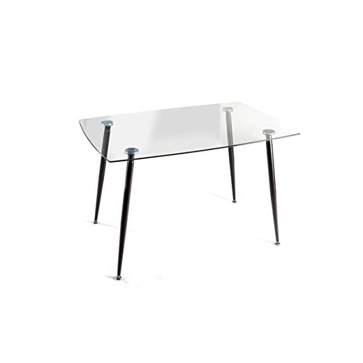 Home Heavenly®Mesa de Comedor, Mesa de salón Modelo VARSOVIA, con Tapa de Cristal y Patas metálica Roble o Negra 120X80 cm - Varsovia - patanegra