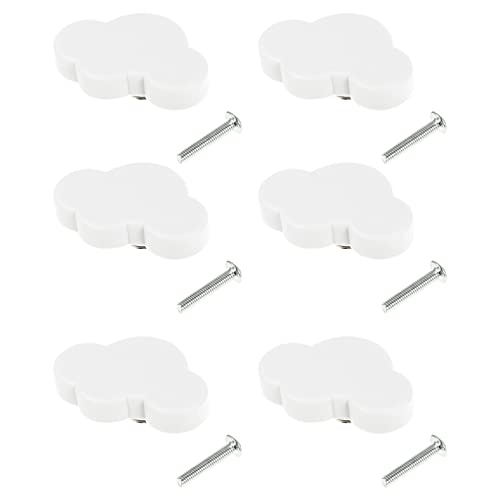 SOESFOUFU 6pcs Boho Adorable Cloud Shape Drawer Handles Soft Rubber Boys and Girls Room Knobs Easy Install Replacement Handles for Wardrobe Cabinet