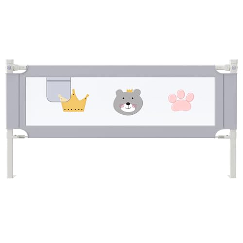 Smocraut Bettgitter für Kleinkinder, Rausfallschutz Bett Babybettgitter Klappbar,Geeignet für Kinderbett Kinderbettschutzgitter mit 180 cm