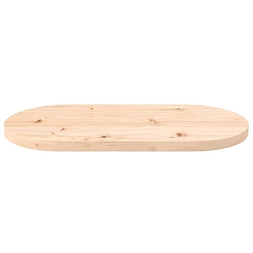 Tablero de mesa ovalado de madera maciza selecta de pino, pieza artesanal de 80 cm 5