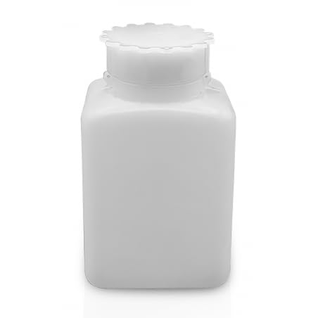Bottiglia in Plastica HDPE Rettangolare a Collo Largo, 1000 ml, Bianco Neutro, Tappo a Vite con Anelli per Sigillo, tappo e sottotappo inclusi, Set da 12 Pezzi