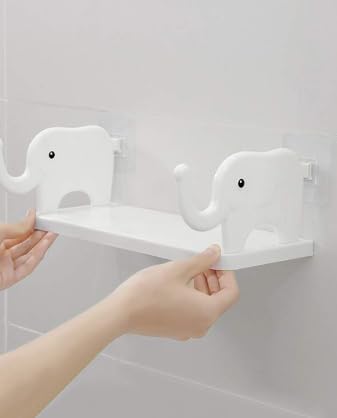 MOXSTAR Floating Shelf, Wall Mounted for Bathroom Rack self Adhesive for Storage Shelf Bathroom Organizer Without Drill (Elephant) 2