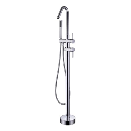 Robinet de salle de bain autoportant au design chrome premium avec mitigeur de bain