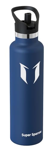 Sparrow Insulated Water Bottle 1L, FlipFlow Metal Water Bottles with Straw Lid, BPA Free
