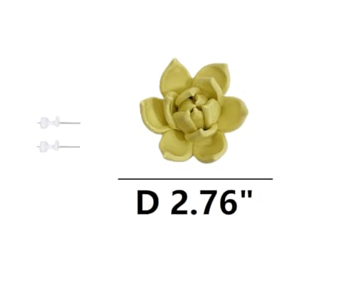 Image of Yellow,Succulent Plant, 2.76 inch,Ceramic Flower Wall Art Decor, Artificial Flower Wall Sculpture,Handmade Ceramic Flowers for Home,Hallway,Living Room, Kitchen,Bathroom
