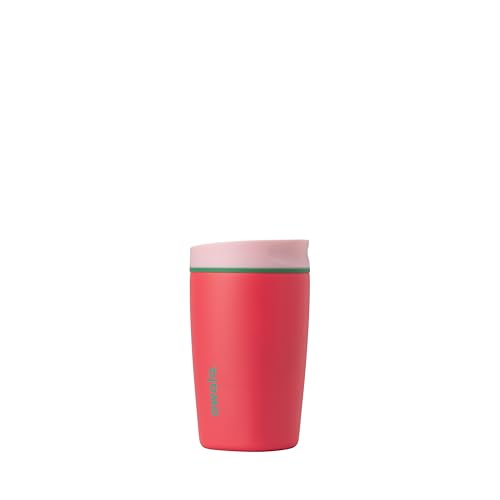 Image of Owala SmoothSip Slider Insulated Stainless Steel Coffee Tumbler, Reusable Iced Coffee Cup, Hot Coffee Travel Mug, BPA Free 12 oz, Pink /Red (Strawberry Fields)