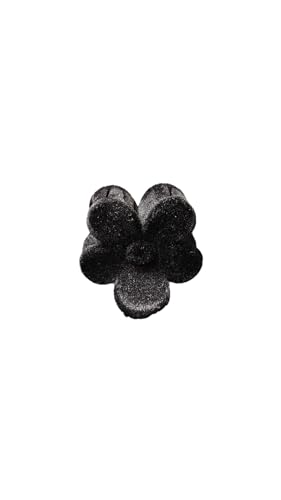 Image of inchBlack Fuzzy Flower-Shaped Hair Claw Clip for Women and Girls - Soft Velvet Finish, Medium Size inch