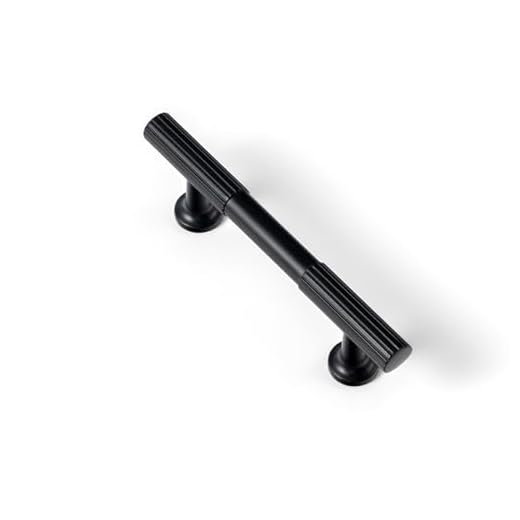 Goo-Ki Elegant Black Zinc Alloy Cabinet Handles - 3''(76mm) Hole Center Striped Decorations Cabinet Pull Hardware for Bedroom, Kitchen, 6 Pack