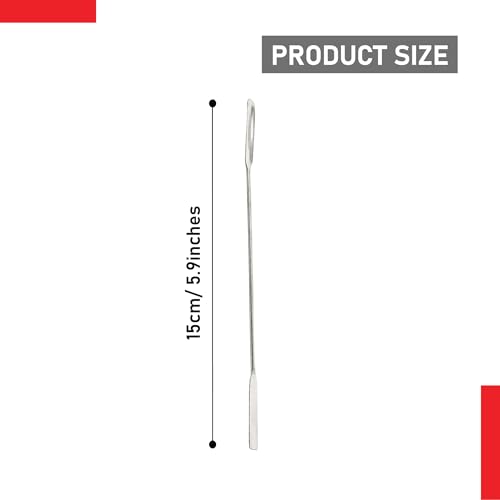 Image of EISCO Set of 5 Micro Spatula - Stainless Steel, Double-Ended Scoop & Flat End, 15cm, Precision Lab Tool for Chemistry, Science Experiments, Powders, Epoxy, DIY Crafts, Jewelry Making & Sample Handling