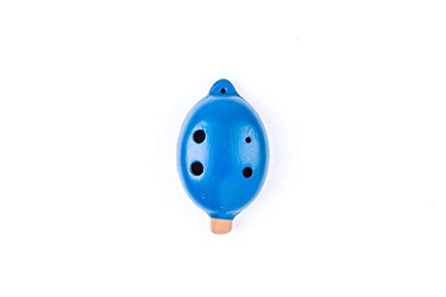 Ocarina Pendentif avec 4 trous en Sol Magg. Couleur : bleu de véritable terre cuite avec entalage simple et chansons pour un apprentissage, pour enfants et adultes, artisanat en haut Adige/Italie Cover